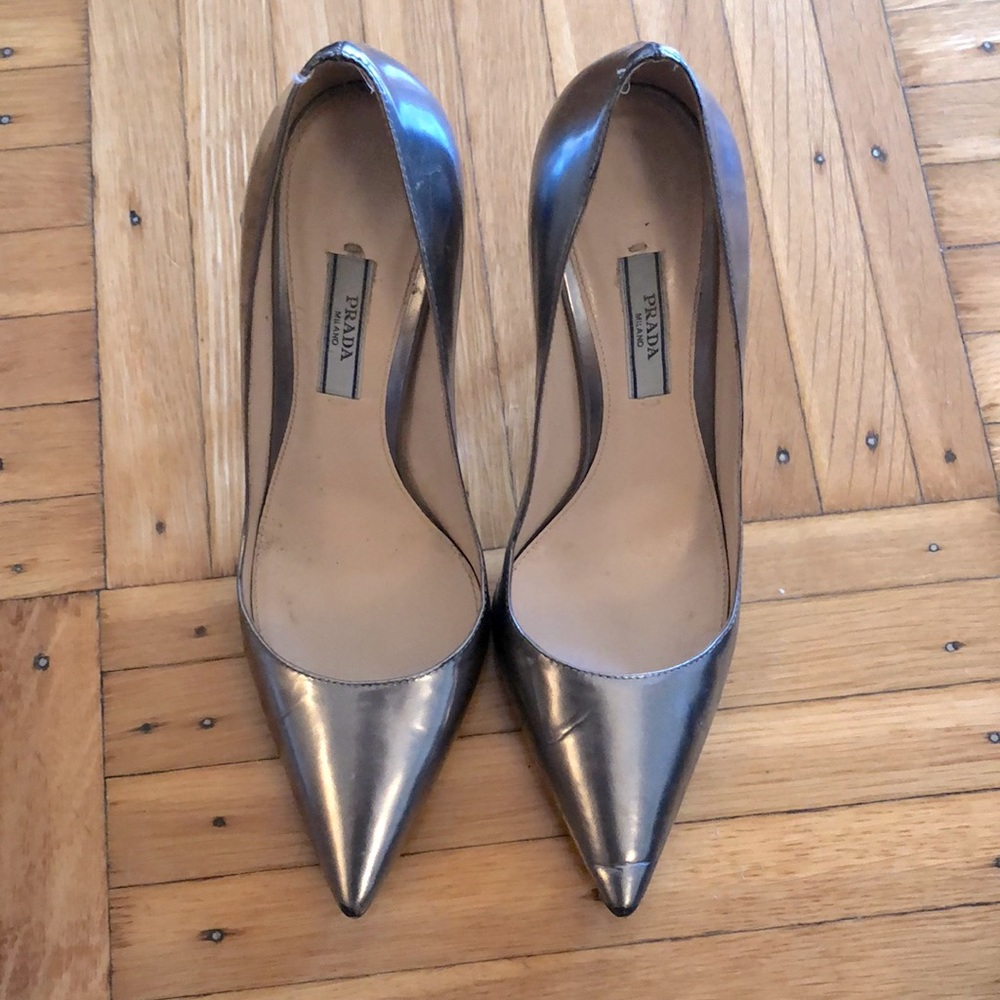 Prada Silver Stilettos EUR 36 (4 inch heel)